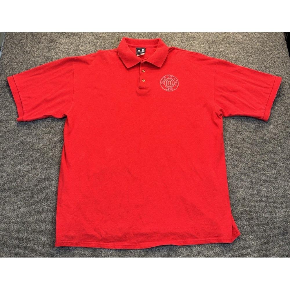 Ohio State Polo Shirt Men's Size 2XL Red AS Sports Embroidered Logo Cotton